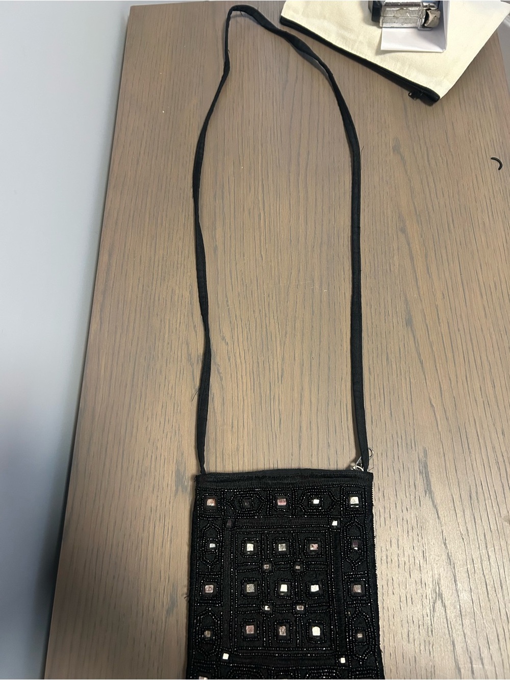 Black Beaded Crossbody Bag - Women's Evening Shoulder Bag